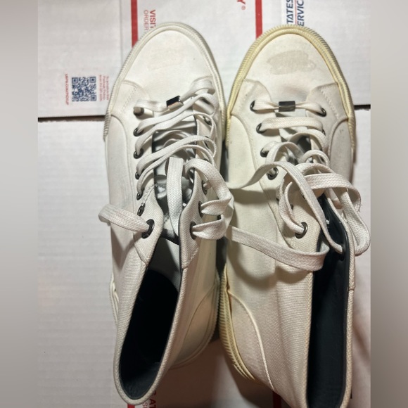 NEW LANVIN PARIS MID HI TOP WHITE DISTRESSED CANVAS Size 7/ Euro 40 - Picture 7 of 10